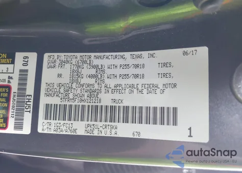 2017 Toyota Tundra Sr5 4.6L V8 from USA, damaged, VIN 5TFRM5F10HX121218
